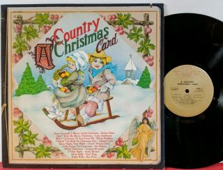 Vintage A Country Christmas Card Compilation Record Album Vinyl Johnny Cash
