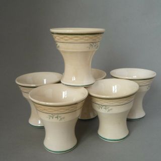 Rare Vintage Royal Copenhagen Aluminia Kf Faience Pottery Set 6 Egg Cups Denmark