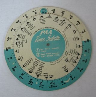 Old Vintage 1948 - Pan Am - World Airways - Time Selector - Time Zone Wheel