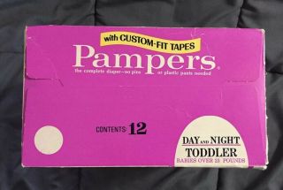 Vintage Pampers XL 23,  lbs.  Toddler Diapers 1976 Empty Box 3
