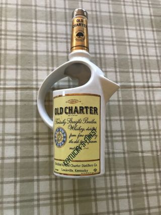 Vintage Old Charter Whiskey Bourbon Pub Jug Bar Pitcher Bottle1971