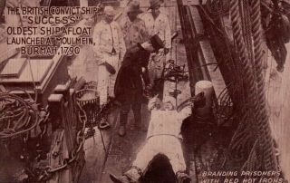 British Convict Ship Success Branding Prisoners / Red Hot Iron Vintage Postcard