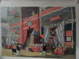 Sumptuous Antique Lithographic Print Of The Great London Exhibition Of 1851