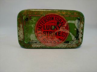 Vintage Lucky Strike Tin Litho Flat Pocket Tobacco Tin Loads Of Character