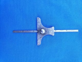 Vintage Starrett No.  237 Depth Gage With 6 " Steel Ruler In 32nds & 64ths -