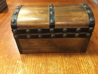 Vintage Royal London Jewelry Box Treasure Chest Wood Metal Japan with Key 1960 ' 2