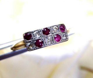 Antique Natural Ruby Mine Diamond 14k Gold Ring Size 7.  5