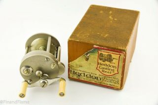 Vintage Heddon 3 - 35 Precision German Silver Antique Fishing Reel W Box Et1