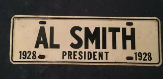 Vintage 1928 Al Smith For President Metal License Plate Tags Signs