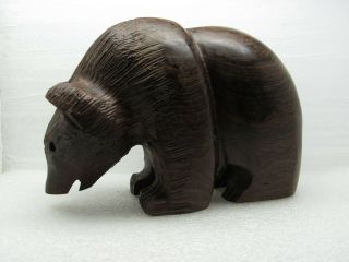 Vintage Hand Carved Wooden Very Heavy Bear Solid Bear Figurine Mexico