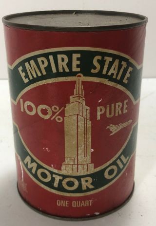 Vintage Empire State Composite Motor Oil One Quart Can / Gas Oil / Sign