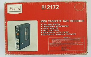 Vintage Sears Mini Cassette Player Recorder Japan 61 - 2172
