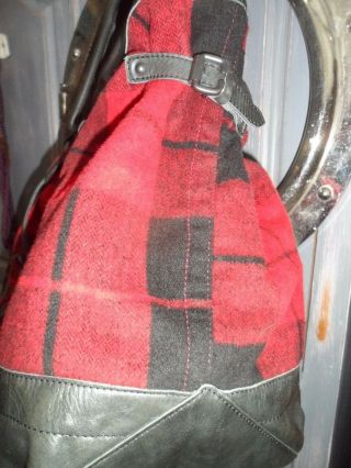 LARGE VINTAGE RALPH LAUREN LEATHER AND PLAID HOLDALL OVER NIGHT BAG 3