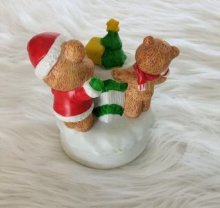 Christmas Musical Figurine Vintage Teddy Bear With Toys Wind Up 3