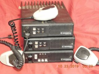 3 - - Vintage Motorola Maxtrac Two - Way Radios With Microphones