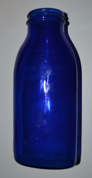Vintage Cobalt Blue Glass Milk Of Magnesia Medicine Bottle 7” Tall 3 " W (no Cap)