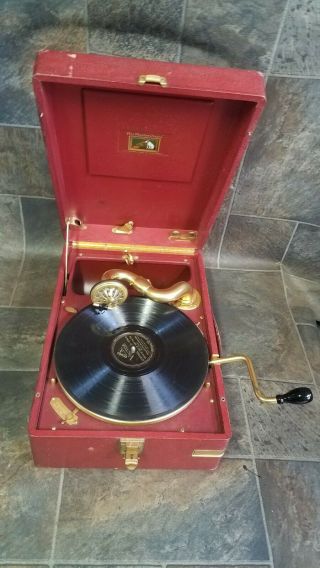 What A Rare Antique " His Masters Voice " Gramophone 78 Record Player