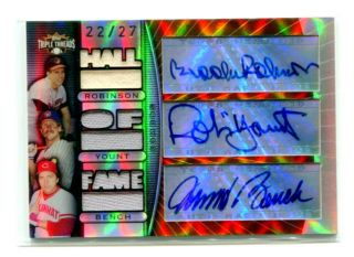 Johnny Bench/robin Yount/robinson 2007 Topps Triple Threads Auto Jersey Sp 22/27