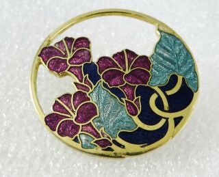 Vintage Jewellery Gorgeous Cloisonne Enamel Art Nouveau Revival Large Brooch Pin