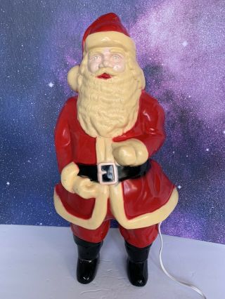 Vintage Hard Plastic Santa Claus Light Up Christmas Blow Mold Figure 17 " 1950 