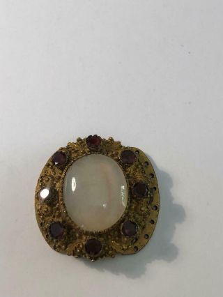 Antique Georgian Gilt Garnet & Agate Necklace Clasp C.  1820