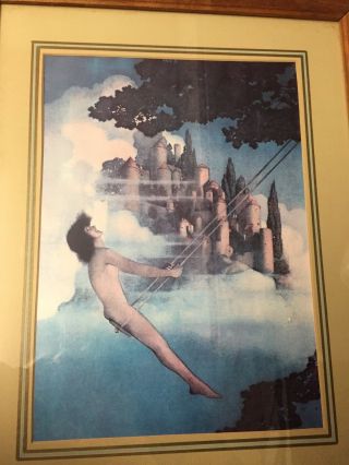 Antique Art Deco Signed Maxfield Parrish Dinky Bird Litho Print