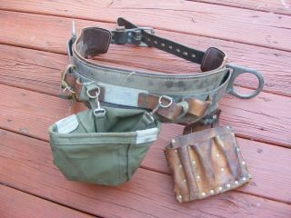 Vintage Bell At&t Telephone System Buckingham Safety Climbing Belt W/ Pouches 83