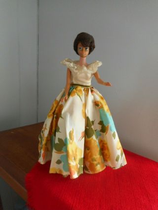 VINTAGE 1950 - 60 ' s BARBIE DOLL FLOWER GOWN BY HALINA DOLL FASHIONS CHICAGO - w - TAG 2