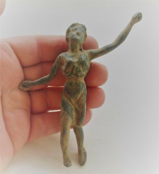 Circa 200 - 300ad European Found Ancient Roman Bronze Statuette Of Diana
