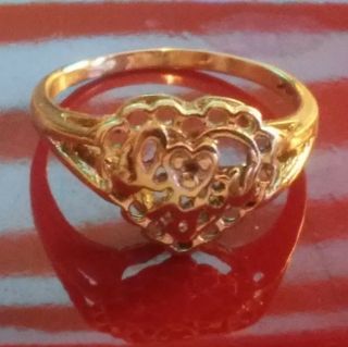 Vintage Ladies 10k Yellow Gold I Love You Heart Ring ( (597))