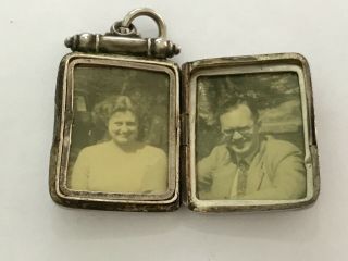 Antique Victorian 1890’s silver 9 ct gold dec.  photo locket pendant. 3