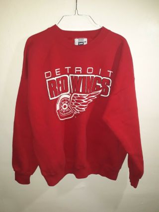 Vintage Lee Sport Detroit Red Wings Crewneck Sweatshirt Sweater Nhl Hockey Xxl