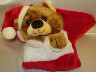 Vintage Smithy Christmas Teddy Bear Red Plush Stocking From 1980 