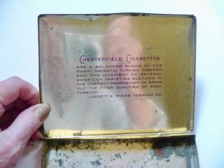 Vintage CHESTERFIELD Tin Litho Hinged Box Advertising Empty Blue Stamp Fair 3