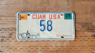 Guam Vintage License Plate Low 58