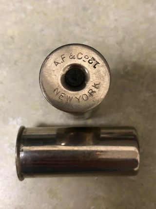 2 Vintage Abercrombie & Fitch & Co 12 Gauge Bore Nickel Plated Shotgun Snap Caps