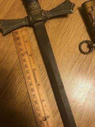 Antique Masonic Illuminati Dagger Knife W/ Scabbard Short Sword 1800’s 3