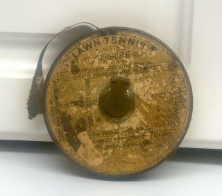 antique lawn tennis court tape measure vintage tin 2