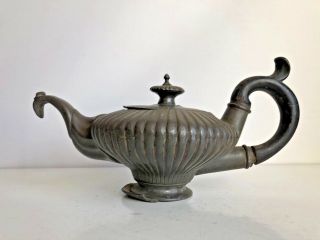 Antique Pewter J.  Vickers Small Teapot 1787 - 1836 - Aladdin Style - No: 716