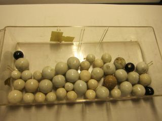 Group Of Antique Glazed China Clay Marbles Vintage