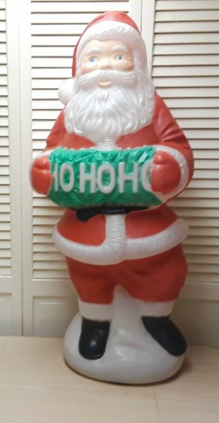 Vtg Blow Mold Ho Ho Ho Santa Claus Christmas Yard Light Decor 39”
