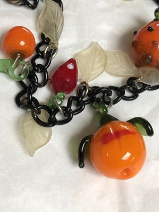 Vintage Art Glass Fruit Salad Chain Necklace 16”