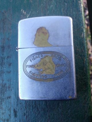 Vintage Pat.  2517191 Zippo Cigarette Lighter - Fisher Bros.  Shooting Park
