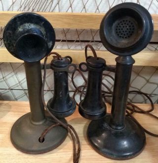 (2) Antique Candlestick Telephones - Western Electric