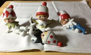 Set Of 4 Vintage Flambro Japan Ceramic Jester Children Figures