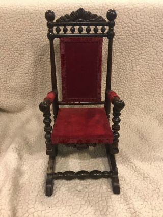 High Back Victorian Platform Coil Spring Rocking Chair Wood 14.  5” For Large Doll