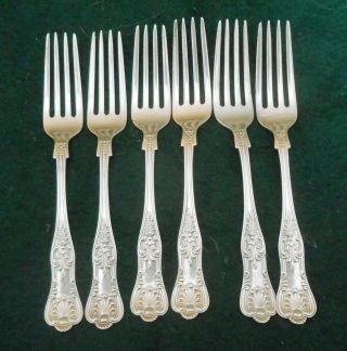 Antique Set Of 6 Sterling Gorham Kings Iii Pattern 1885 7 " Forks