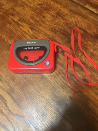 Vintage 1990 Red Walkman My First Sony Wm - 3000 Restoration Or Parts