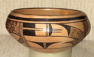 Large Antique Native American Hopi Hand Painted Pot Bowl 6 1/4” Diameter