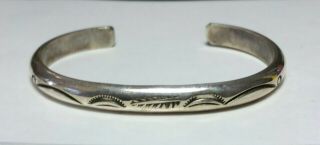 Vintage Signed Skull Hallmark Navajo Stamped Sterling Silver Cuff Bracelet